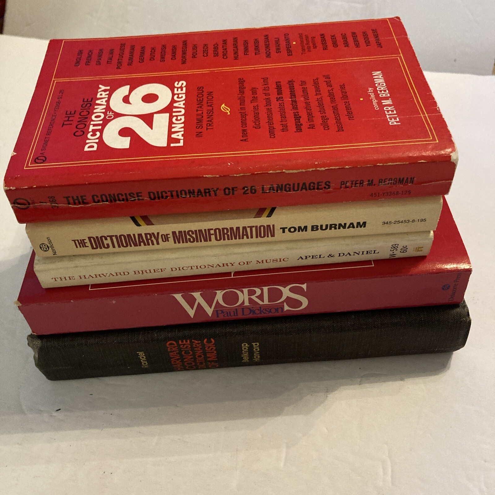 Lot of 5 Dictionaries Languages Harvard Brief Concise Music Misinformation Words