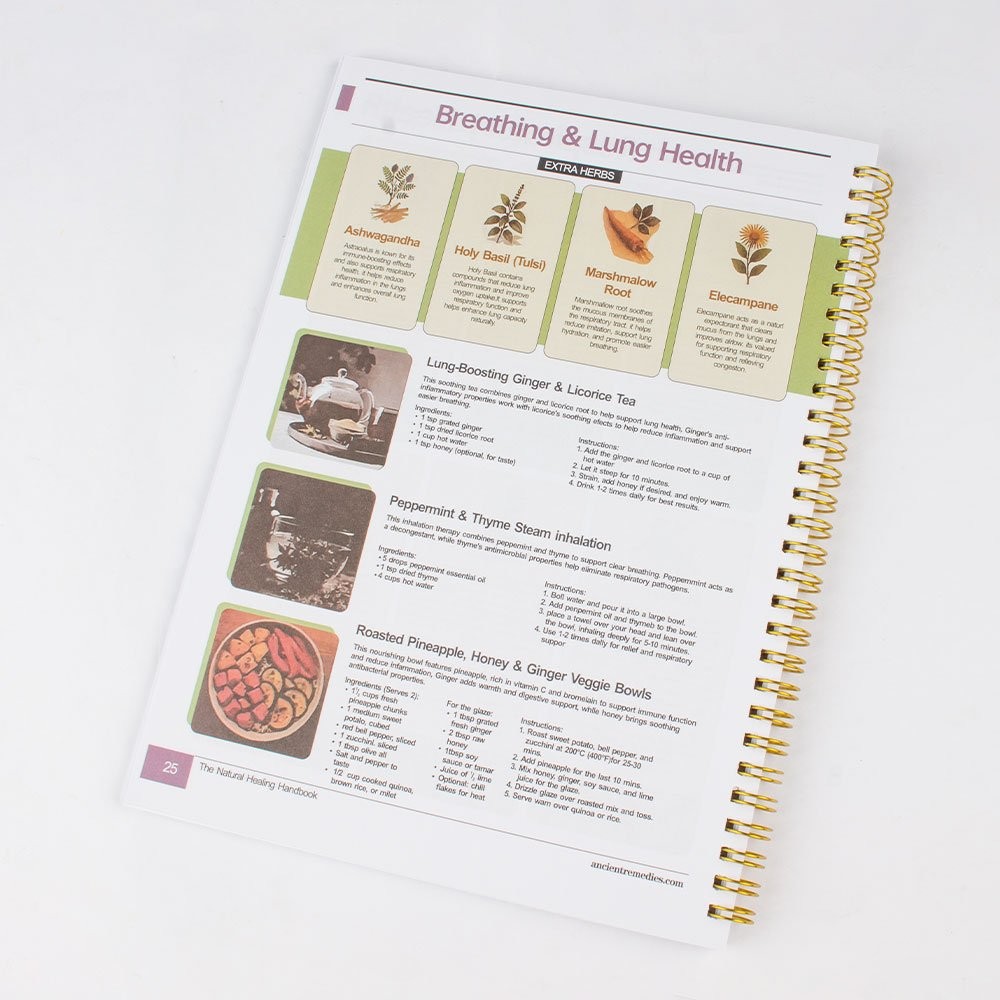 The Natural Healing Handbook, Spiral-Bound Guide for Herbal Remedies and Natural