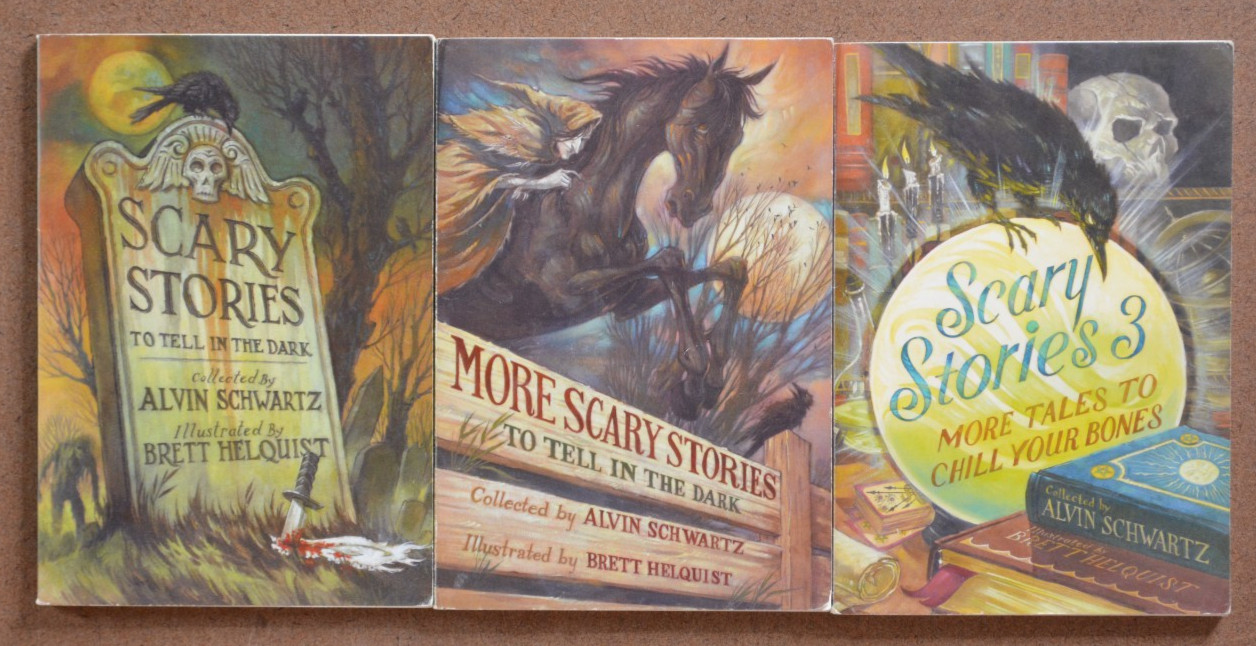 Lot 3 SCARY STORIES TO TELL IN THE DARK Alvin Schwartz Brett Helquist Horror L1