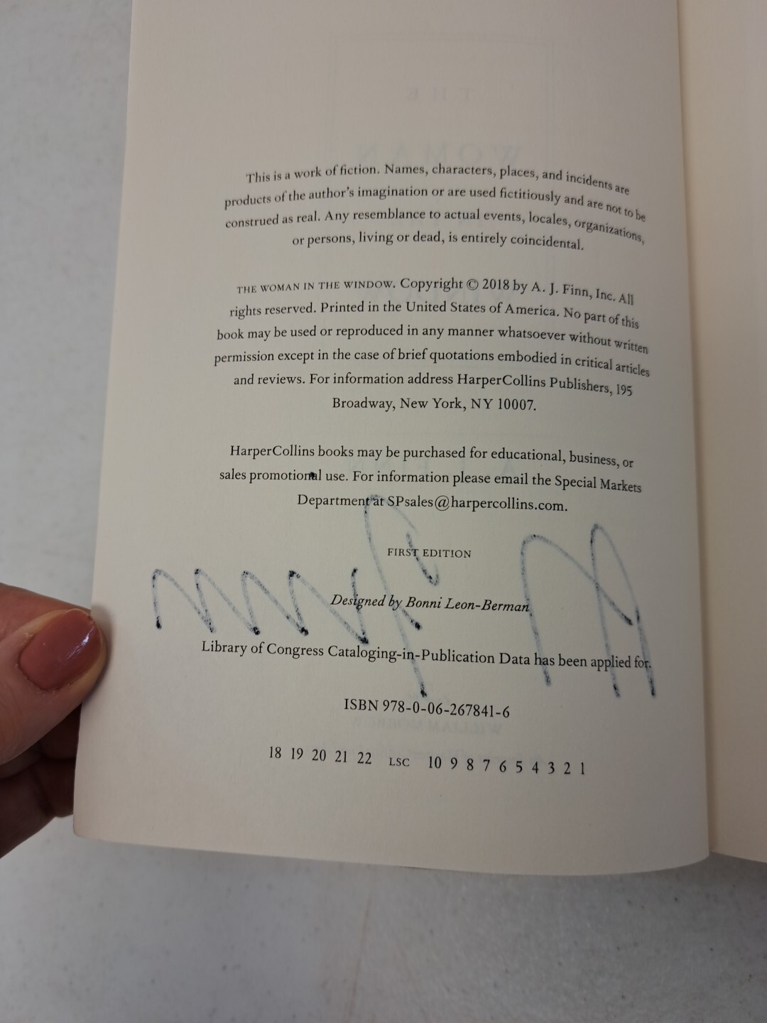 RARE signed advanced reader’s edition by A.J. Finn-The Woman in the Window