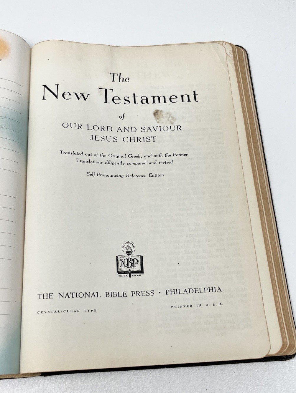 Holy Bible 1944 WW2 Era Concordance National Bible Press Large Print W/ Inserts