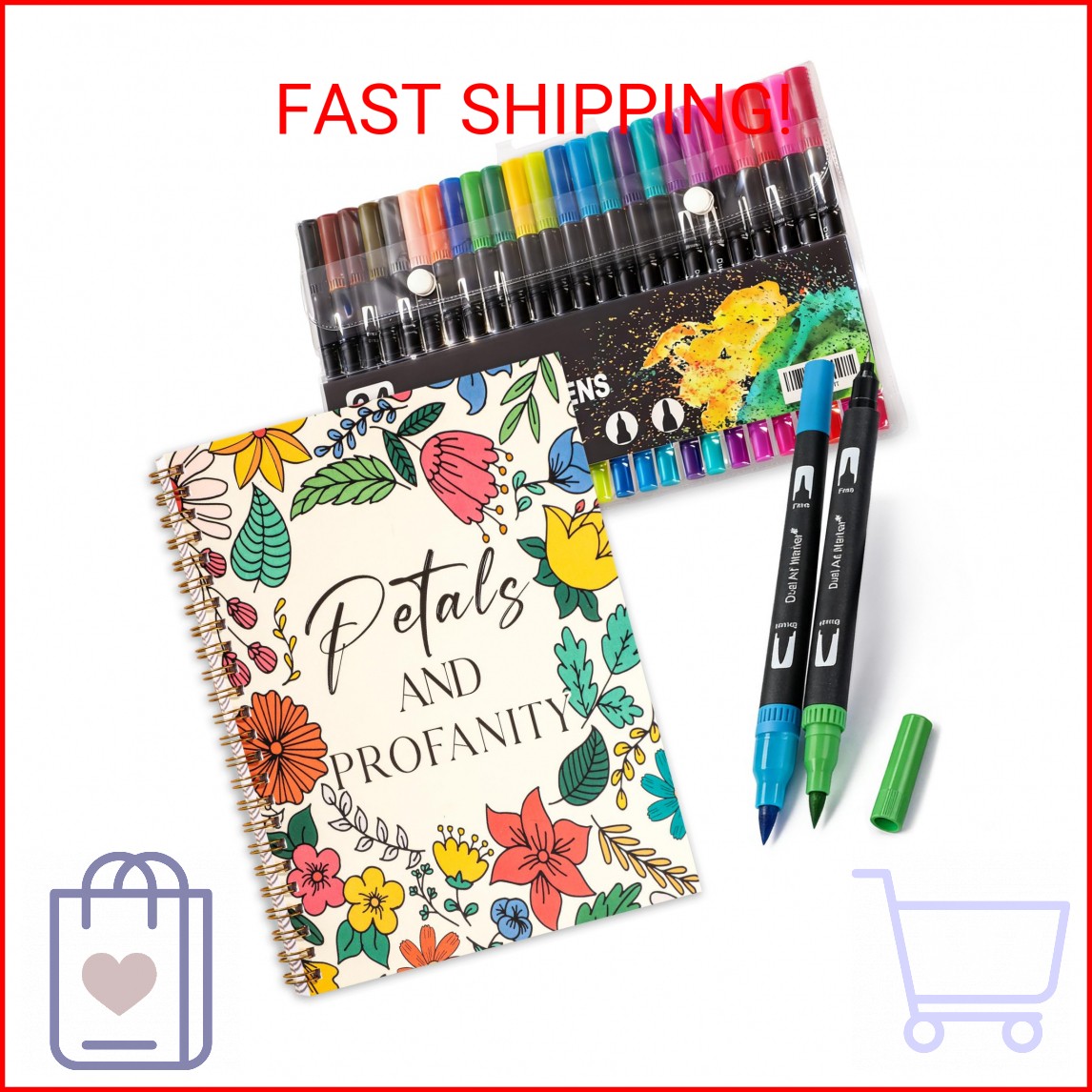 7×8.2in Adult Coloring Book Set for Relaxation, Spiral Bound Coloring Book for W