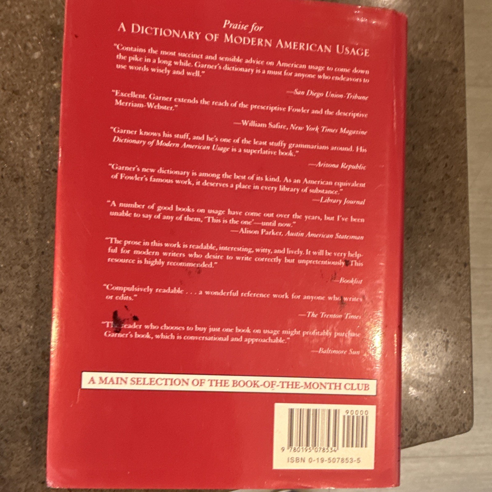 A Dictionary of Modern American Usage Bryan A. Garner Hardcover Book Club Ed