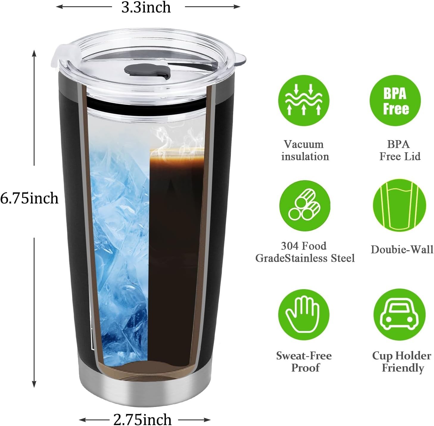 Durable 20oz Stainless Steel Tumbler – Birthday Gifts for Dad with Leakproof Cap