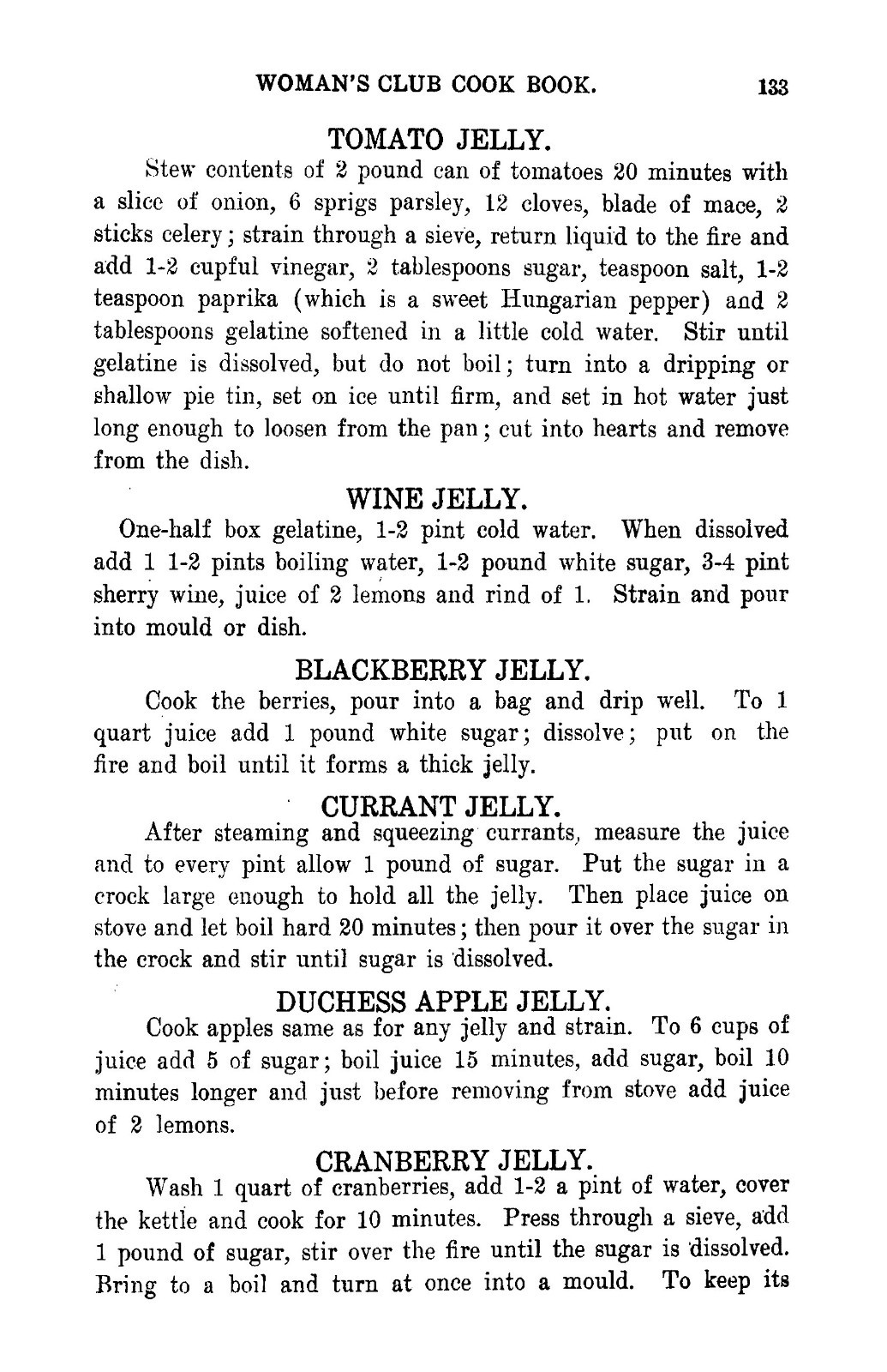 1908 Woman’s Club Cook Book Of Southern Recipes 256 Pages