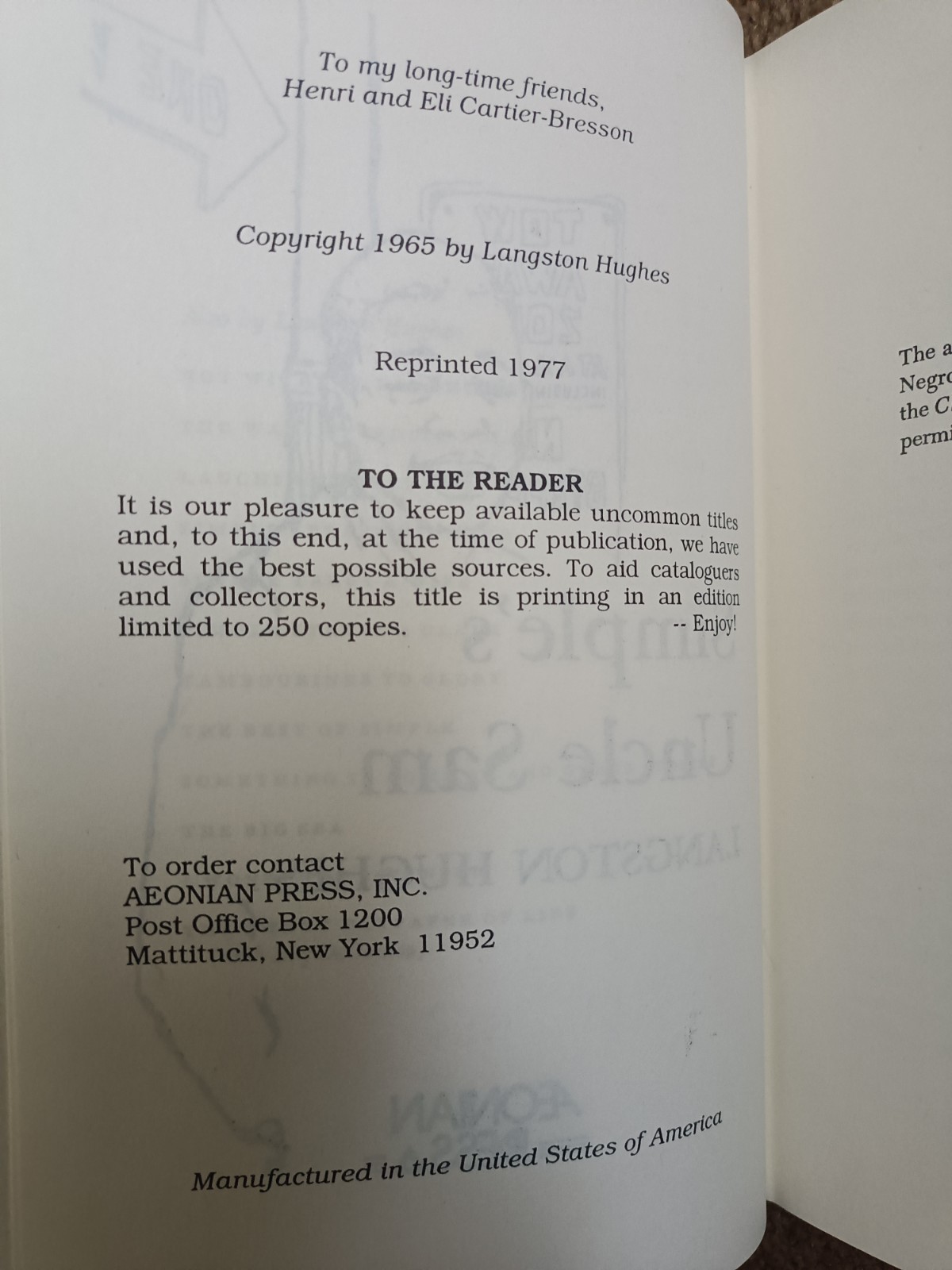 Langston Hughes Lot 3 Simple Hardcover Aeonian Press 1976-1977 Limited Releases