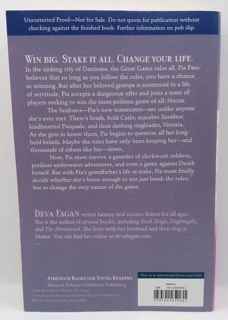 A Game of Noctis by Deva Fagan ARC (Uncorrected Proof) YA Fantasy Paperback
