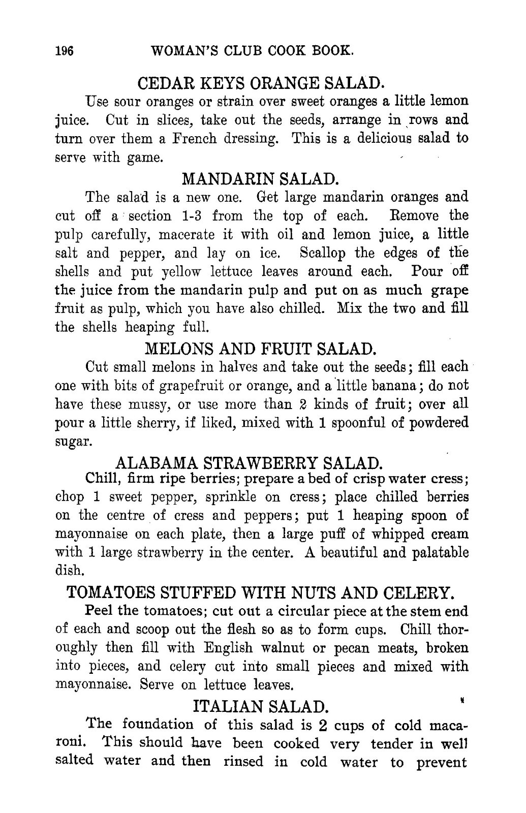 1908 Woman’s Club Cook Book Of Southern Recipes 256 Pages