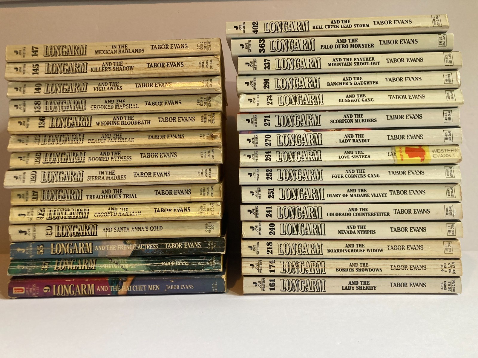 Lot LONGARM western TABOR EVANS Hatchet Men VIGILANTES Nevada Nymphs Lot of 29
