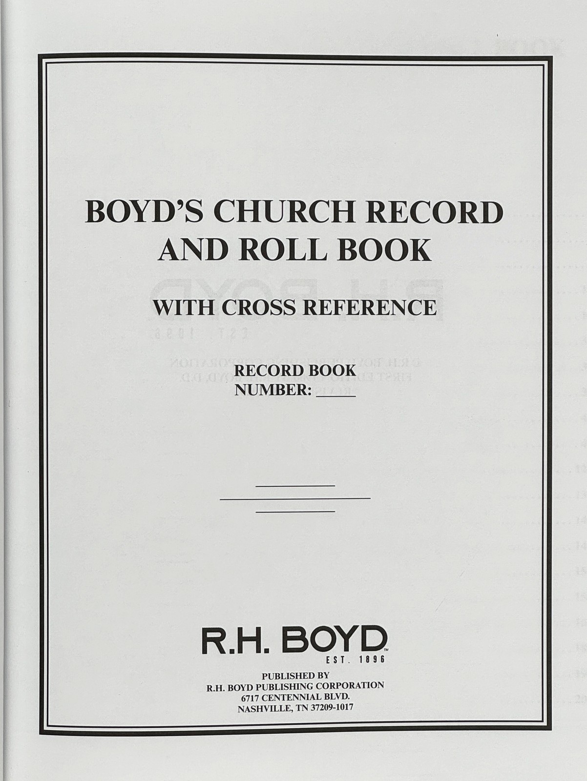 2020 Boyd’s Church Record and Roll Book. With Cross Reference. HC LN