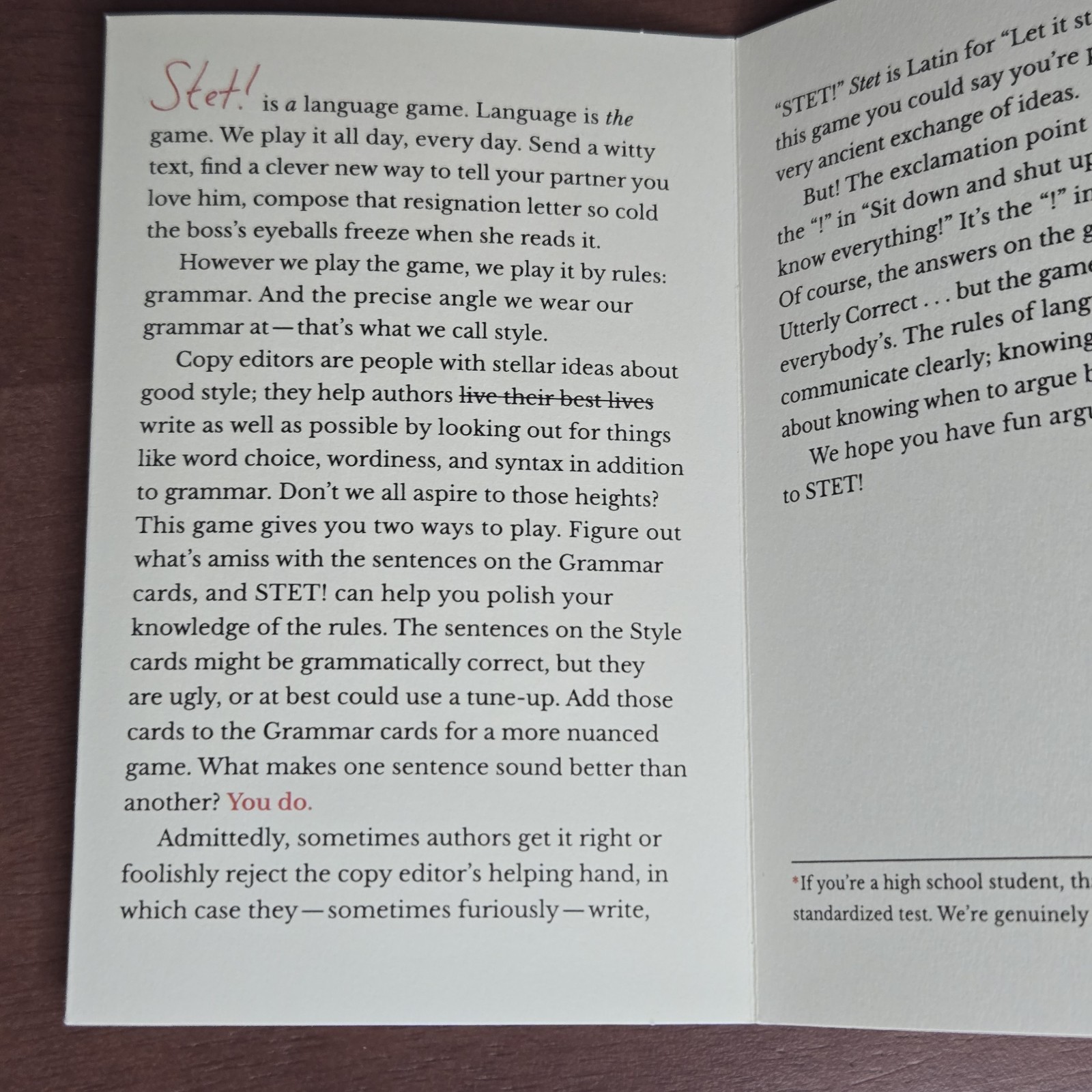 STET! Dreyer’s English : A Game for Language Lovers – Grammar Trivia Card Game