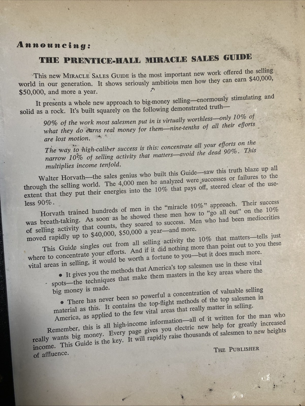 Prentice Hall Miracle Sales Guide by Prentice Hall 1961 Vintage Book