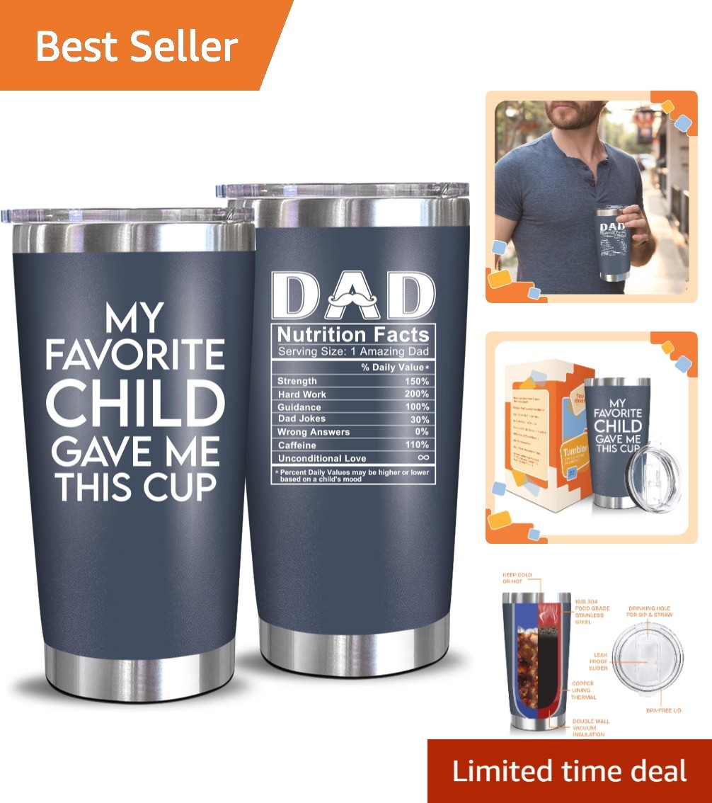 Insulated 20 oz Dad Tumbler – Perfect Gift from Daughter or Son for Father’s Day