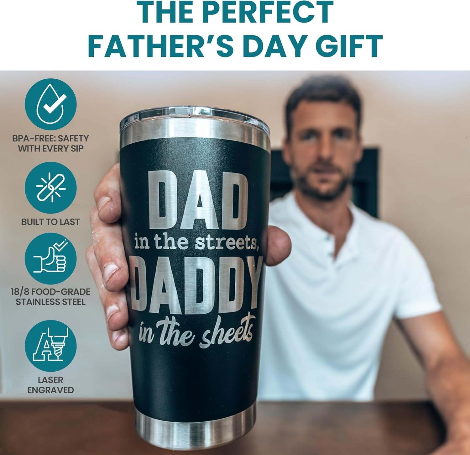 20oz Insulated Stainless Steel Tumbler – Dad in the Streets, Daddy in the Sheets