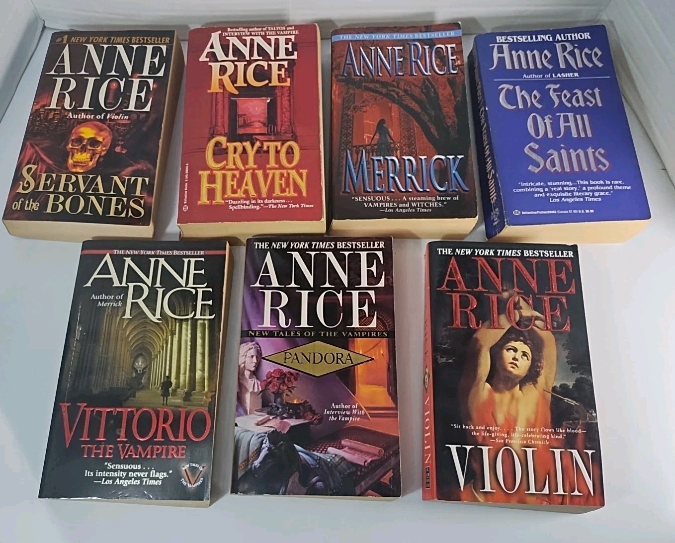 Lot Of 7 Anne Rice Vintage Paperback Books ~ Witches Vampires Gothic Horror