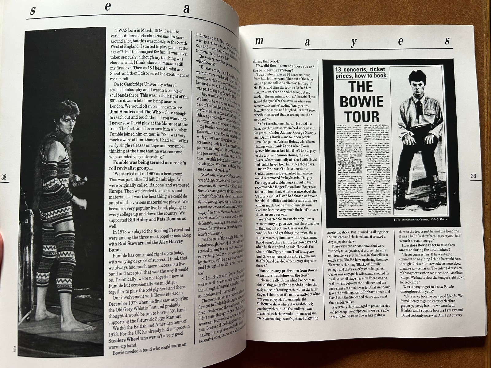 DAVID BOWIE (Book) The Starzone Interviews. 128 pages. Omnibus Press. 1985. EX