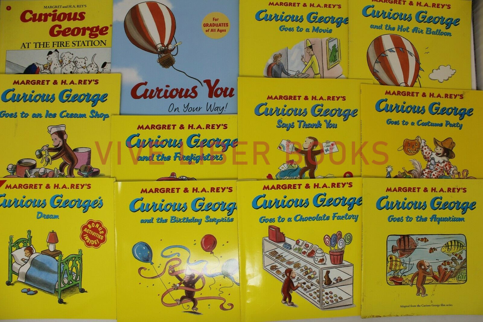 Lot of 10 Curious George Books Children Kids PB/HC – H.A. Rey- Random/Unsorted