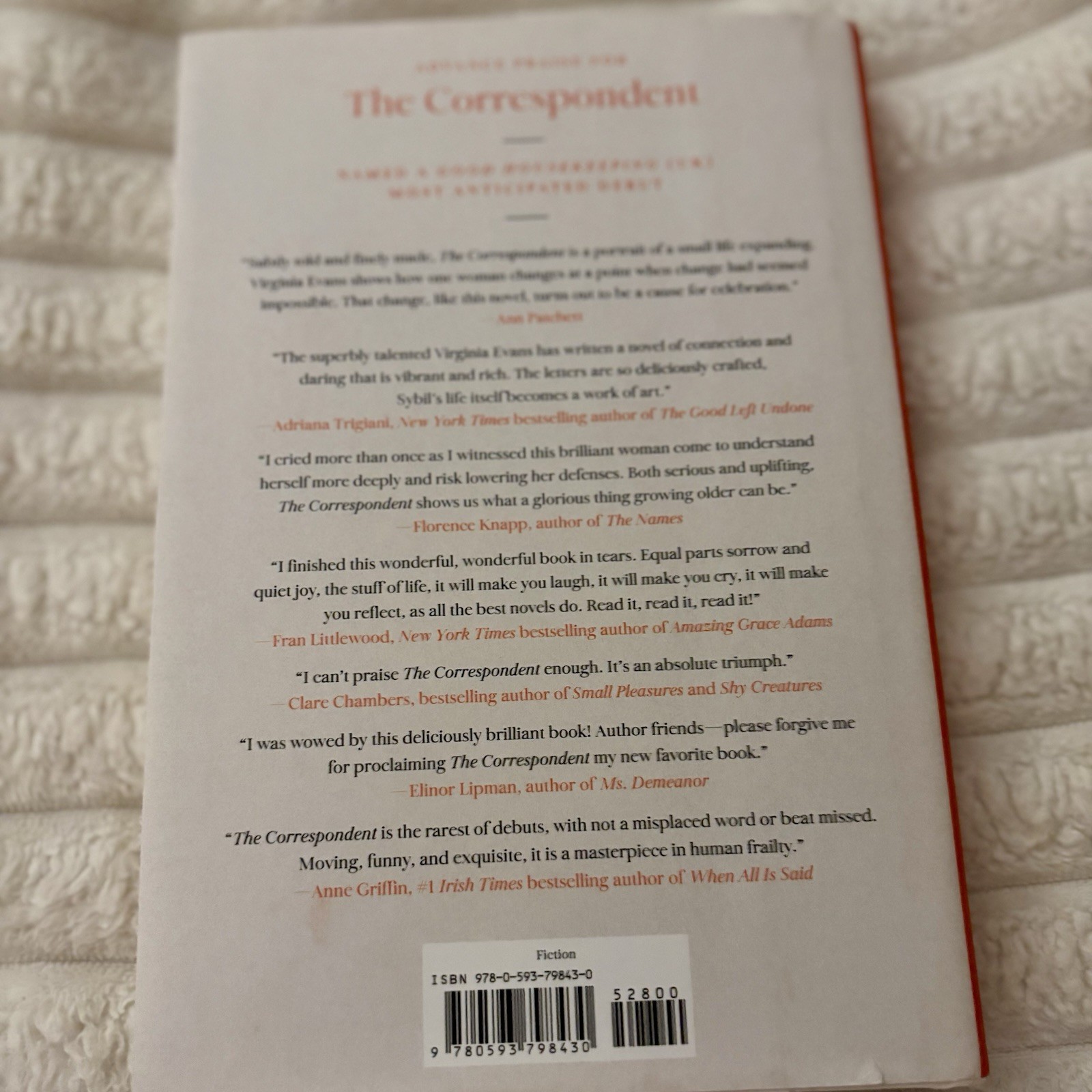 The Correspondent: Novel Hardcover First Edition Excellent Condition