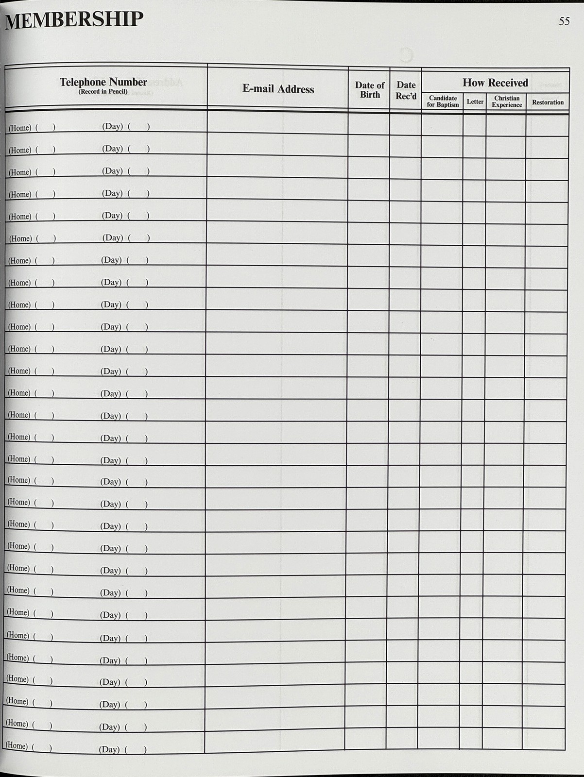 2020 Boyd’s Church Record and Roll Book. With Cross Reference. HC LN