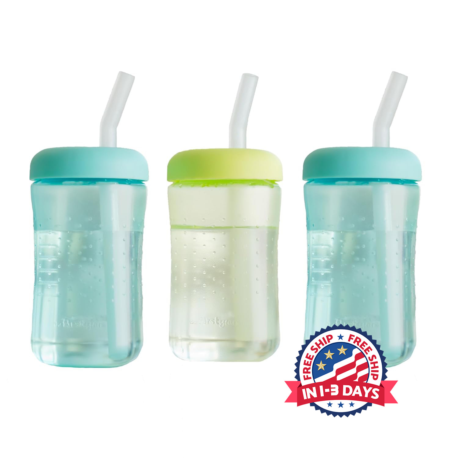 Vasos Con Pajita Para Niños Pequeños, De 7 Oz (3 Unidades), Para Apretar Y Beber
