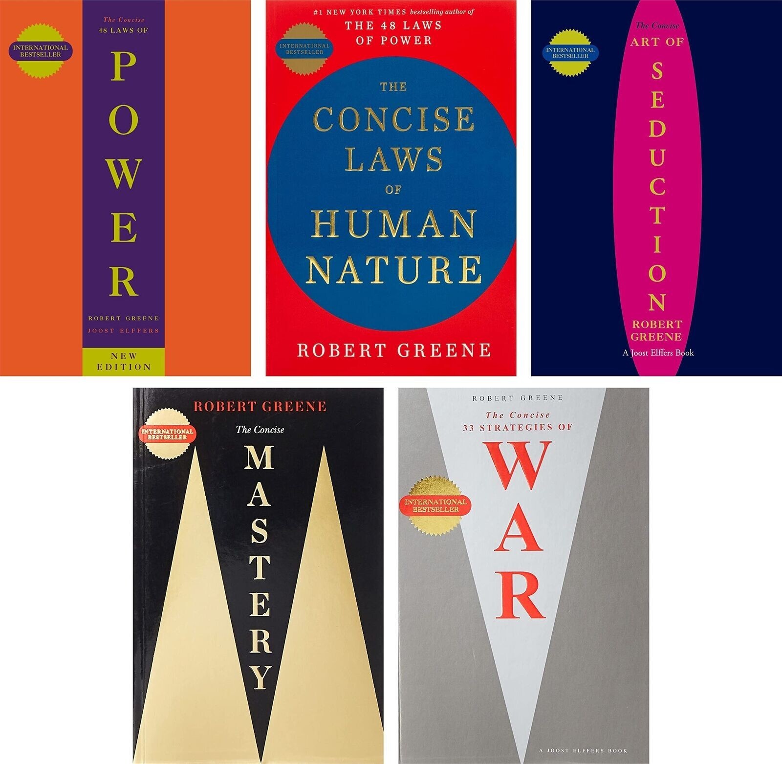 Robert Greene 5 Book Set Concise Power, Mastery, Seduction,WAR, human nature