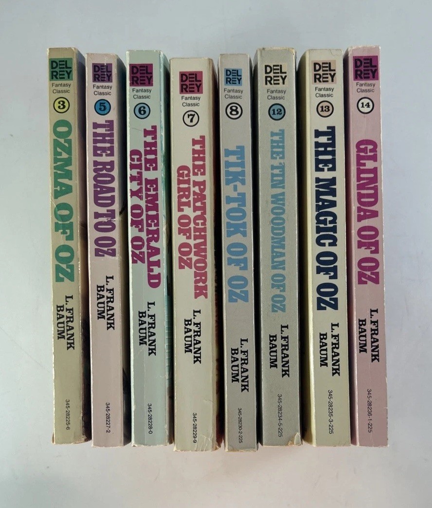 Lot of 8 Wonderful Oz Books 3, 5-8 & 12-14 L Frank Baum Del Rey Ballantine Books
