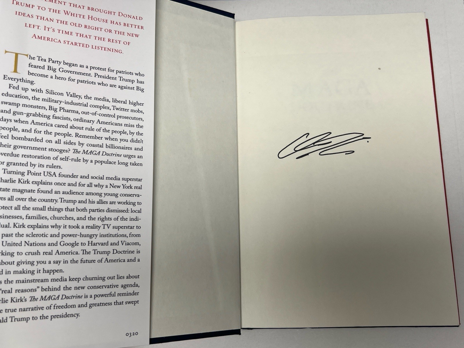 MAGA Doctrine Signed – Charlie Kirk – Autographed Book – First Edition