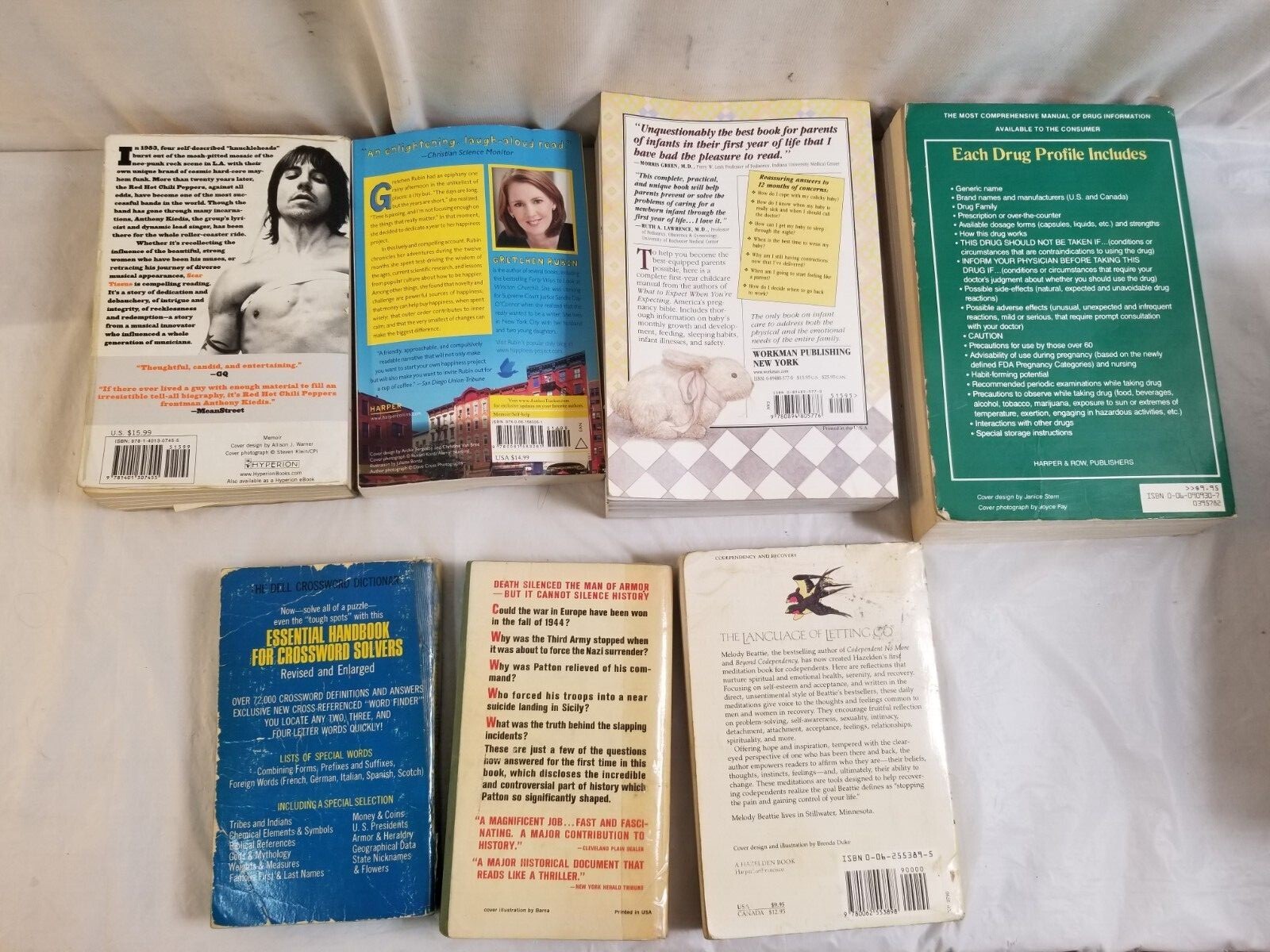 Lot of 7 Damaged NON FICTION Paperback Books SCAR TISSUE, Letting Go, Happiness