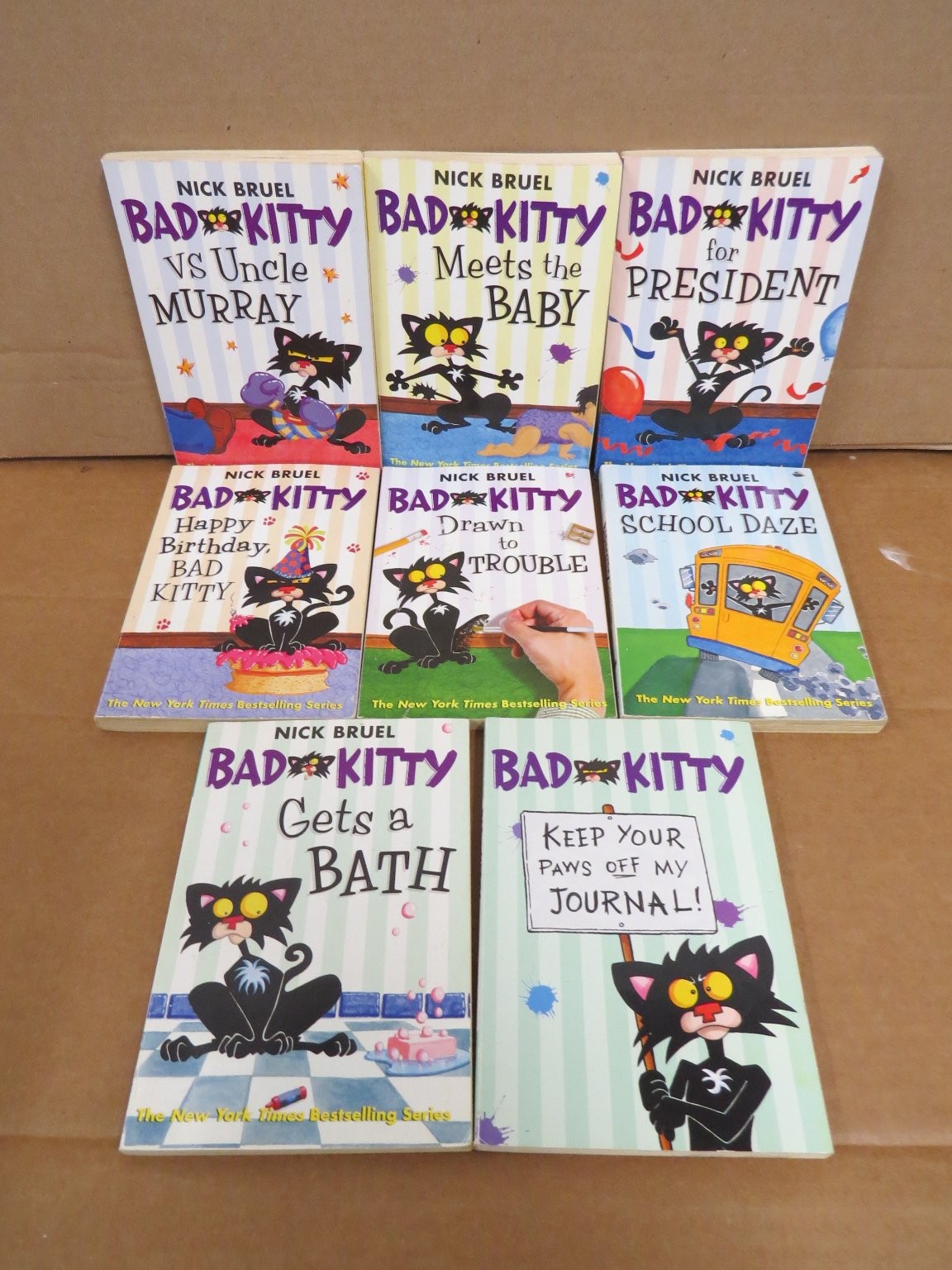 Bad Kitty 8 Book Lot Nick Bruel School Daze President Bath Humor Square Fish