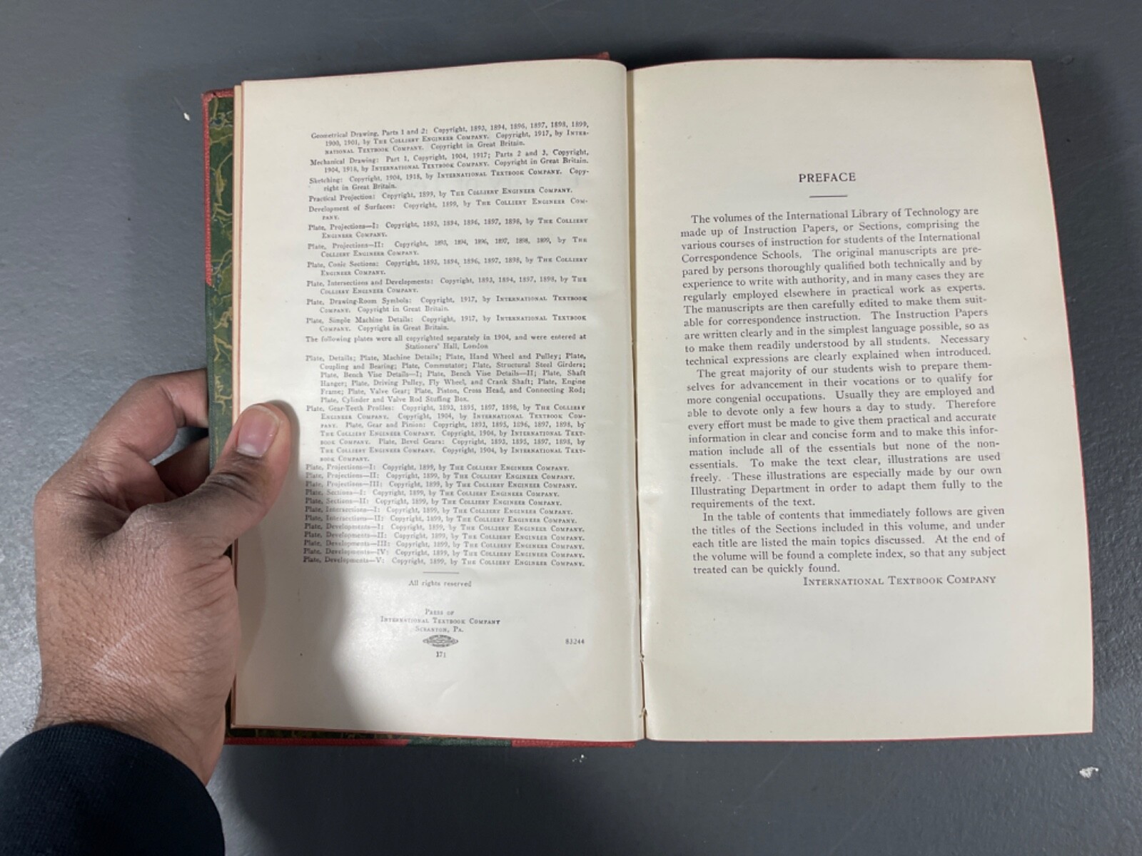 International Library Of Technology Drawing Vintage Hardcover Book 1922 U.S.A.