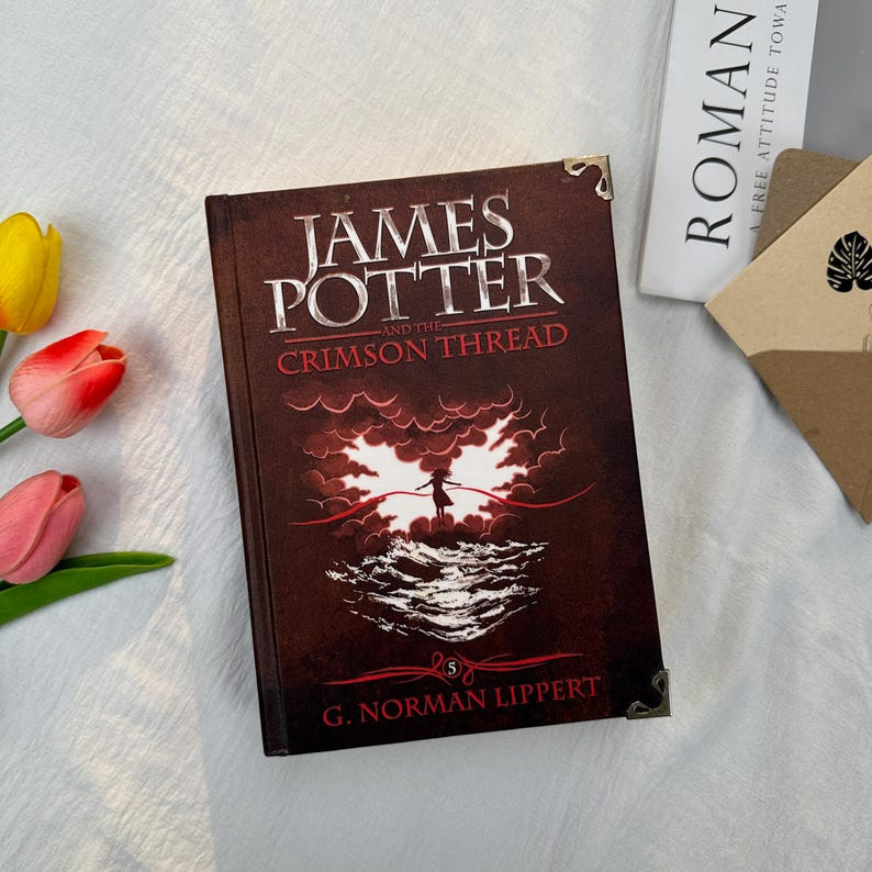 James Potter fantasy book series, hardcover, adventure and romance with bookmark
