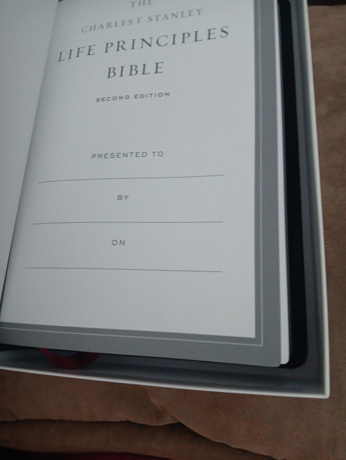 NASB Charles F. Stanley Life Principles Bible BLACK LEATHER SOFT. NEW. In Box.