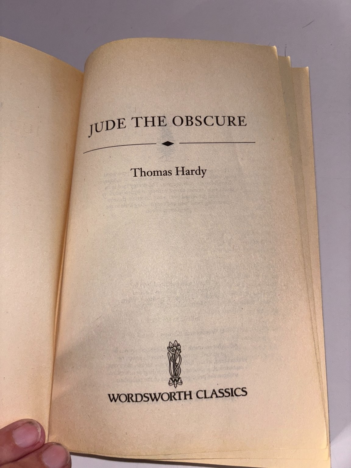 Jude The Obscure Thomas Hardy 1995 Wordsworth Classics Edition