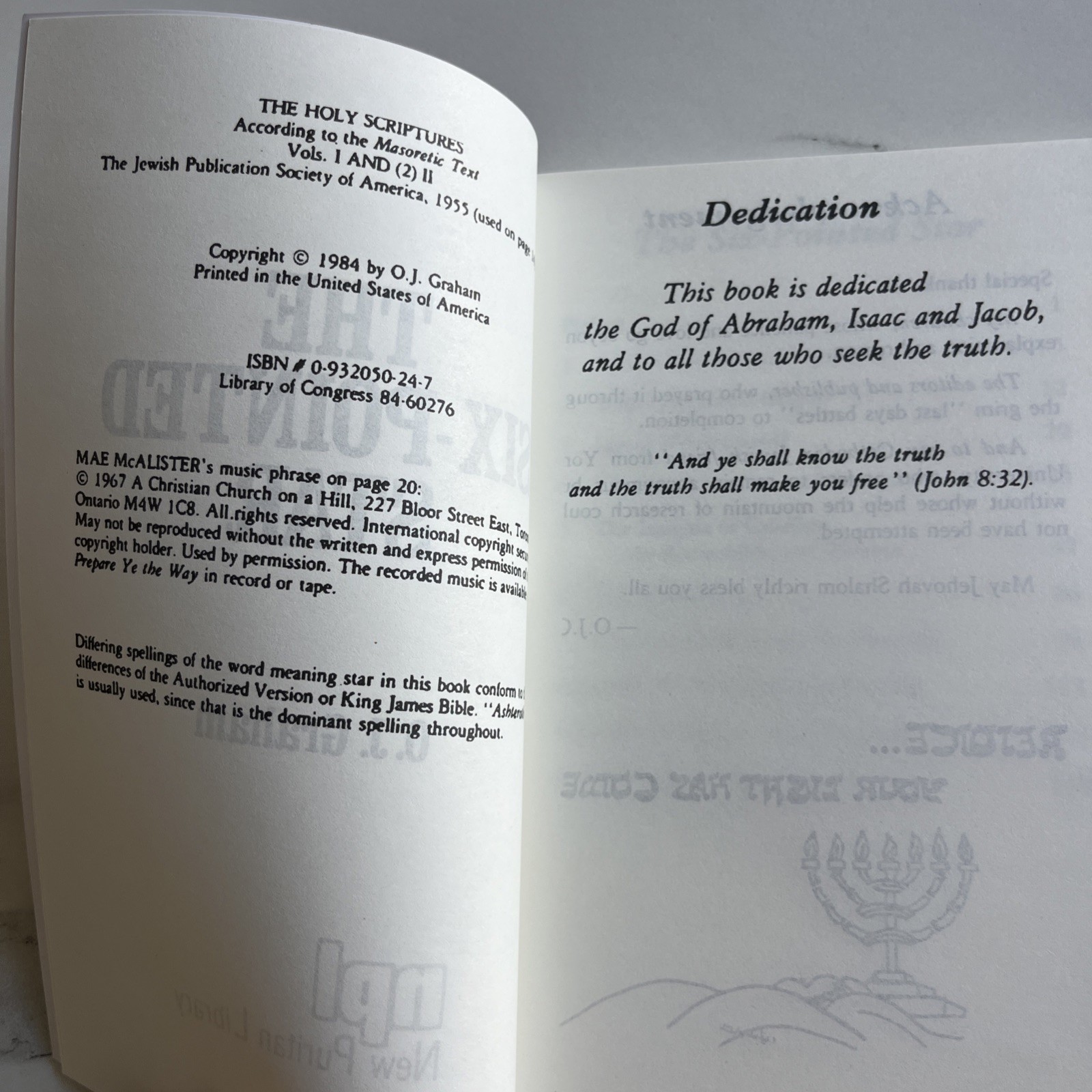 The Six-Pointed Star by Dr. O.J. Graham reprint