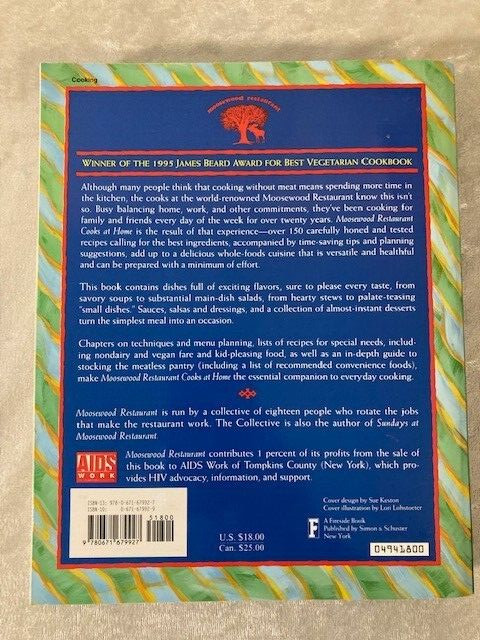 Moosewood Restaurant Cooks At Home Cookbook 416 Pages Paperback 1994