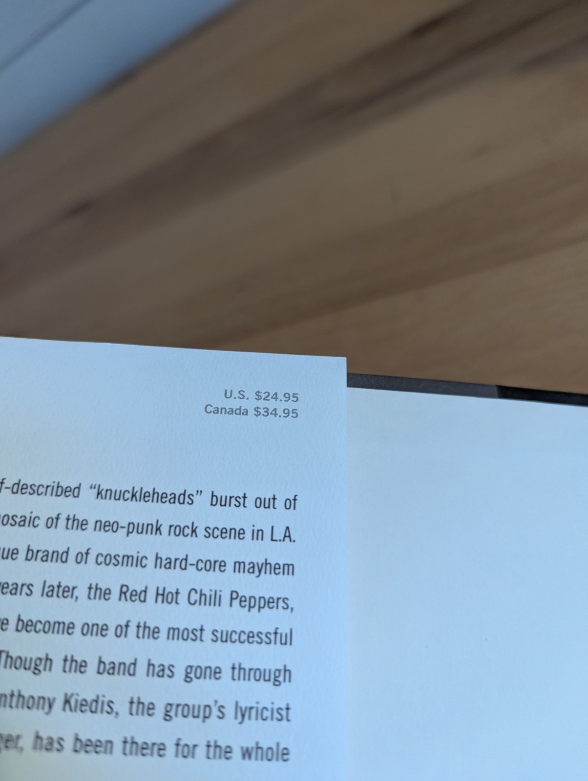 Scar Tissue – Hardcover Kiedis, Anthony|Sloman, Larry 1st Ed 5th print