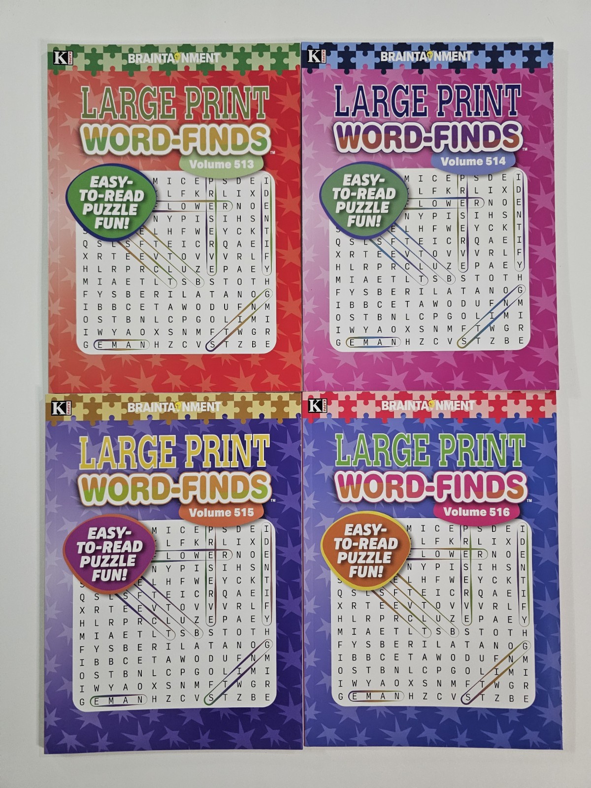4 New Large Print Word-Finds Puzzle Books Kappa Games Vol #513-516 ~ Search,Hunt
