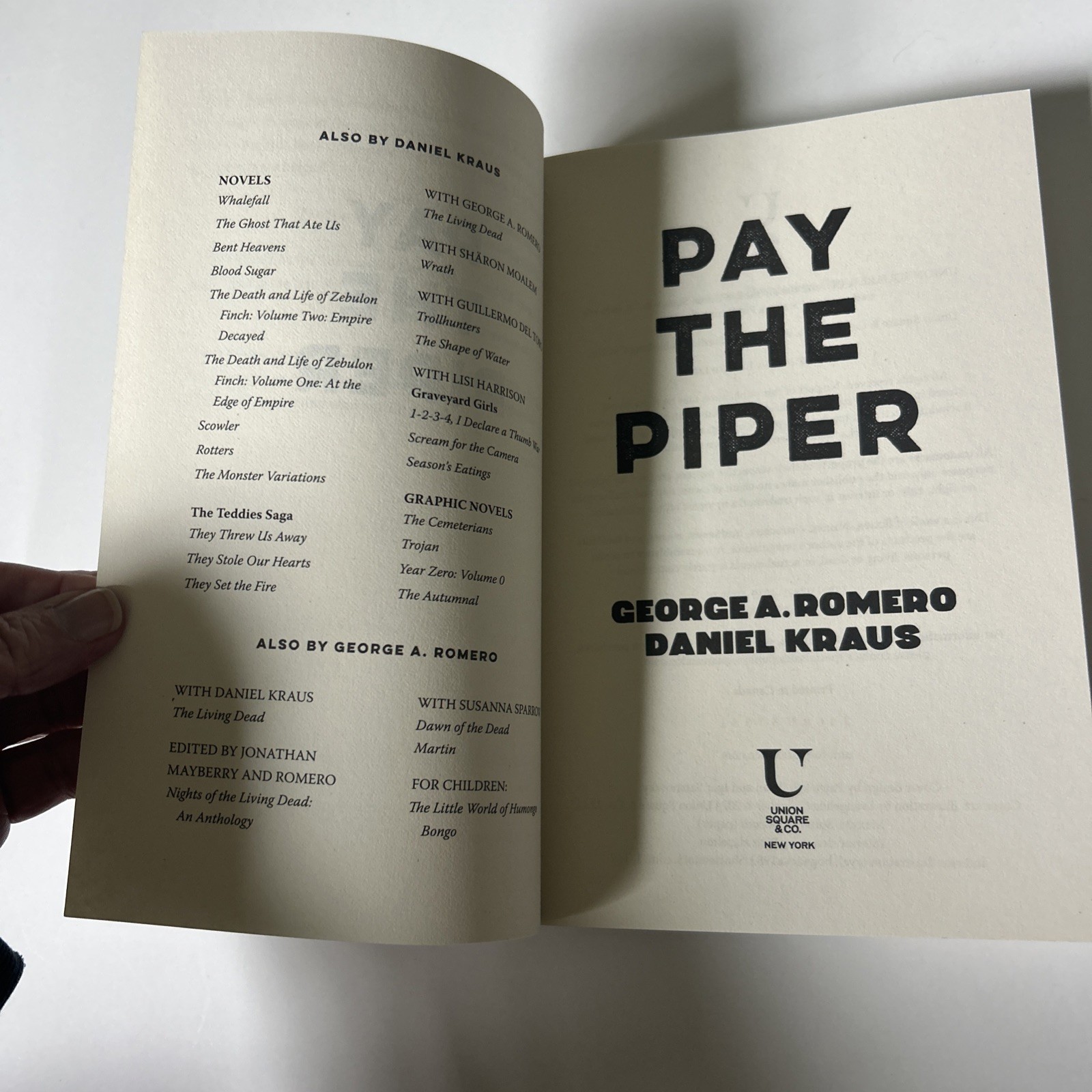 Pay the Piper: A Novel book-Romero Horror Story uncovered in 2019-Daniel Kraus