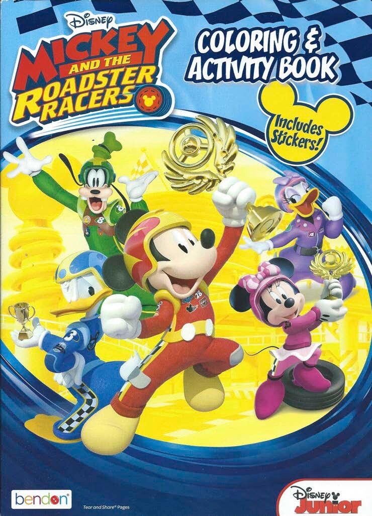 224 Page Disney Mickey Race Coloring Book Stickers Children’s Boys Kids