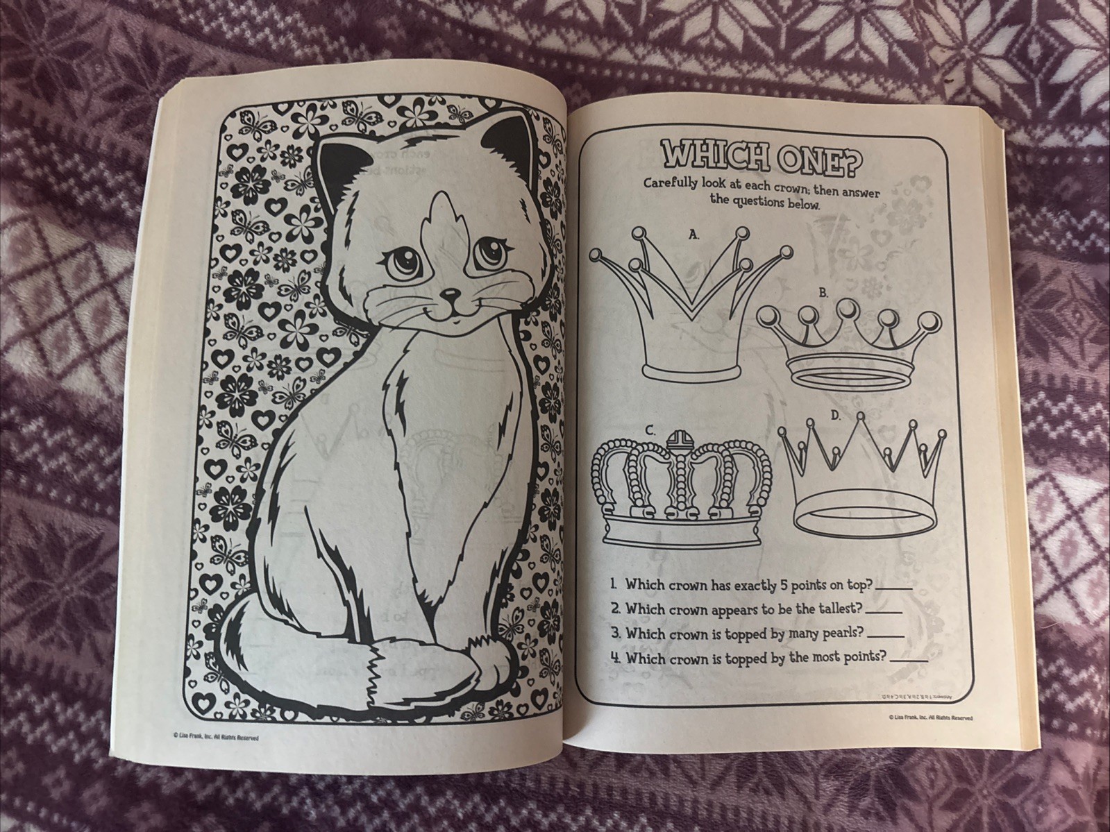 Lisa Frank Coloring and Activity 288 Pages Book NO STICKERS (2 Pages Used)