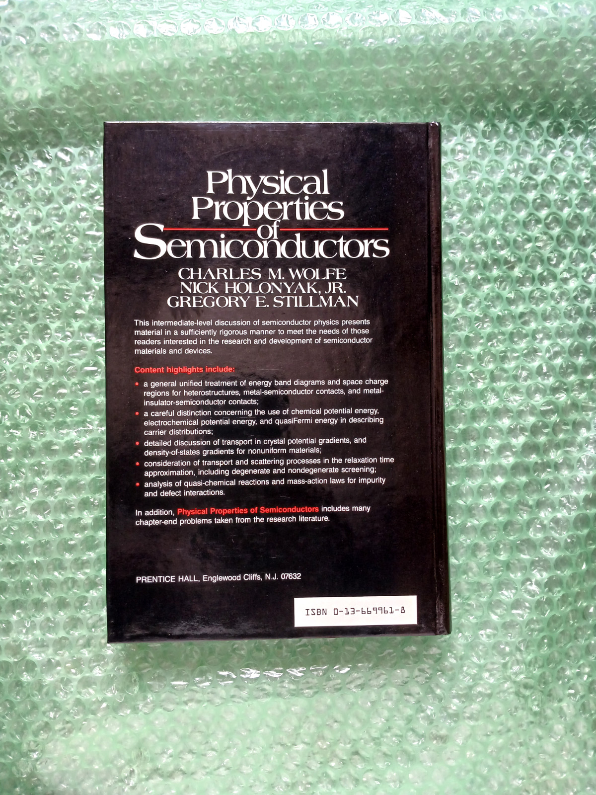 Physical Properties of Semiconductors by Nick Holonyak, Charles N. Wolfe and…