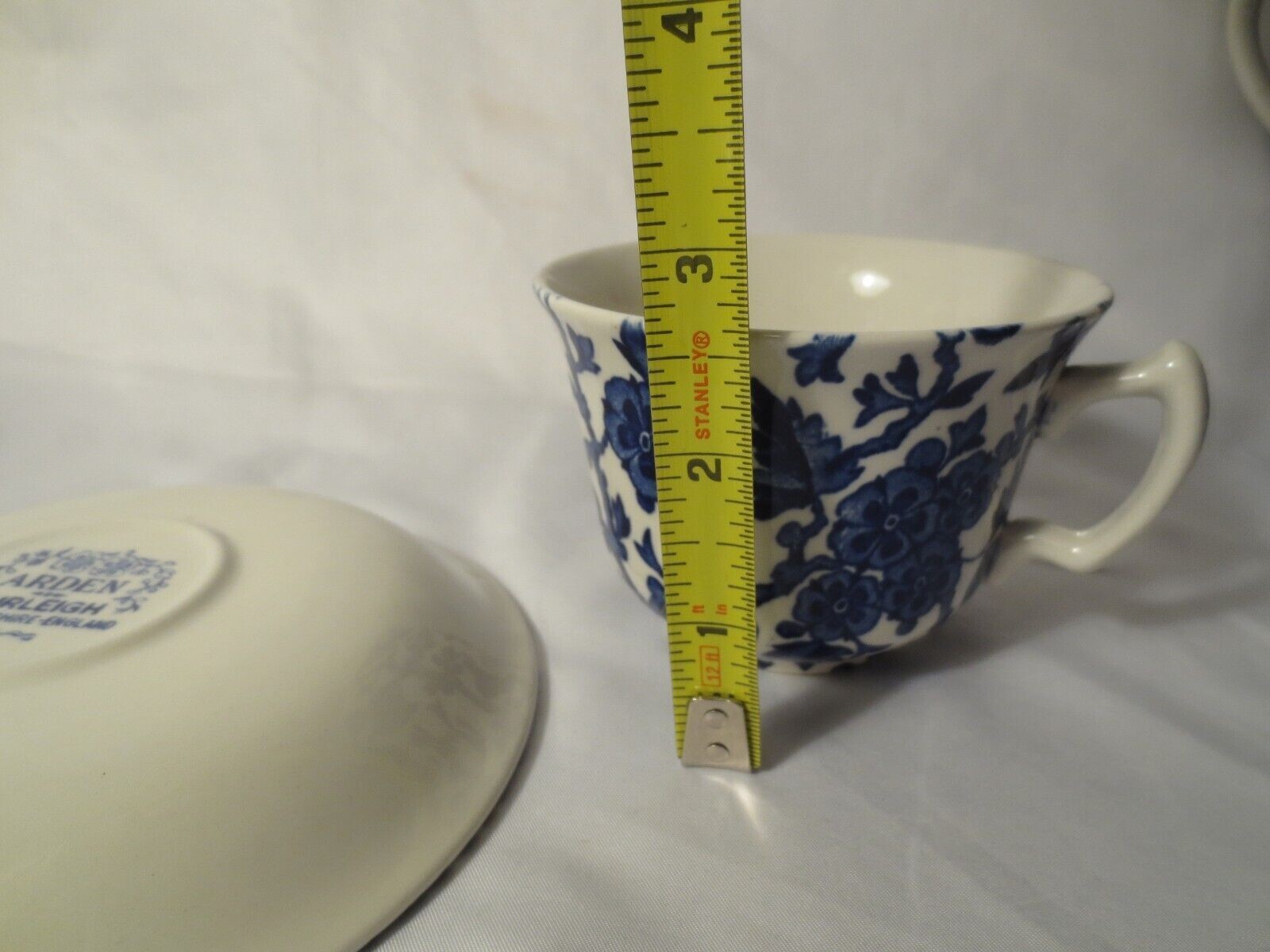 Burleigh Arden Blue Breakfast Cup & Saucer 7oz Staffordshire England Excellent