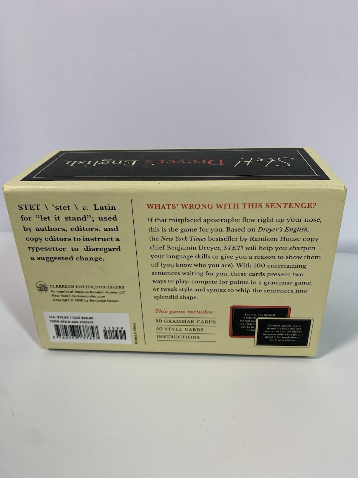 STET! Dreyer’s Game of English A Game for Language Lovers, Grammar Geeks