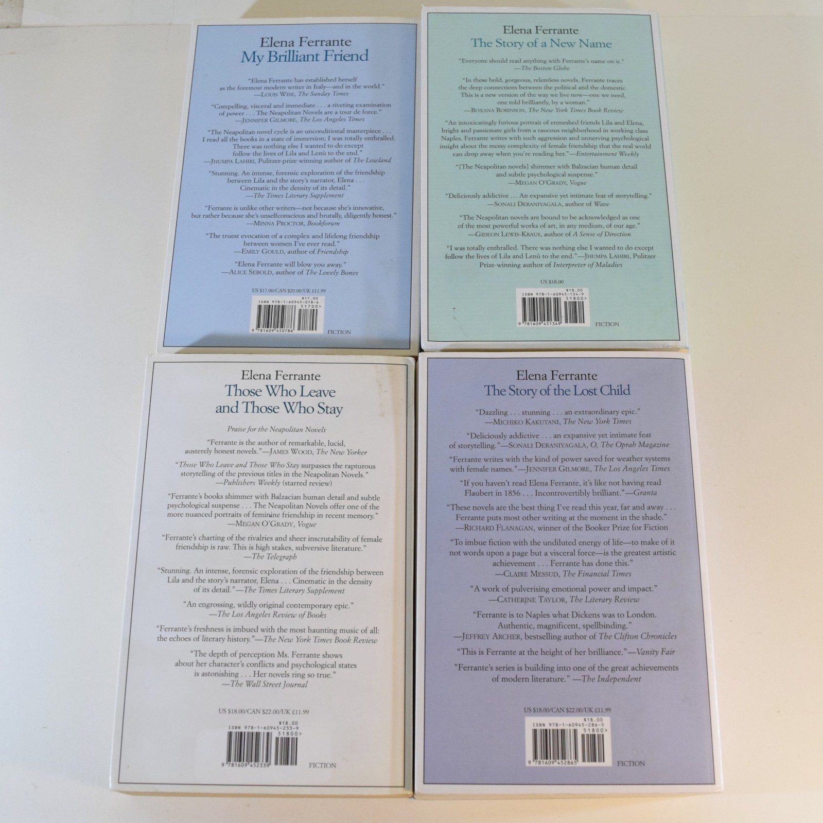 Neapolitan Novels 4 Books Set – Elena Ferrante – My Brilliant Friend -Lot Series