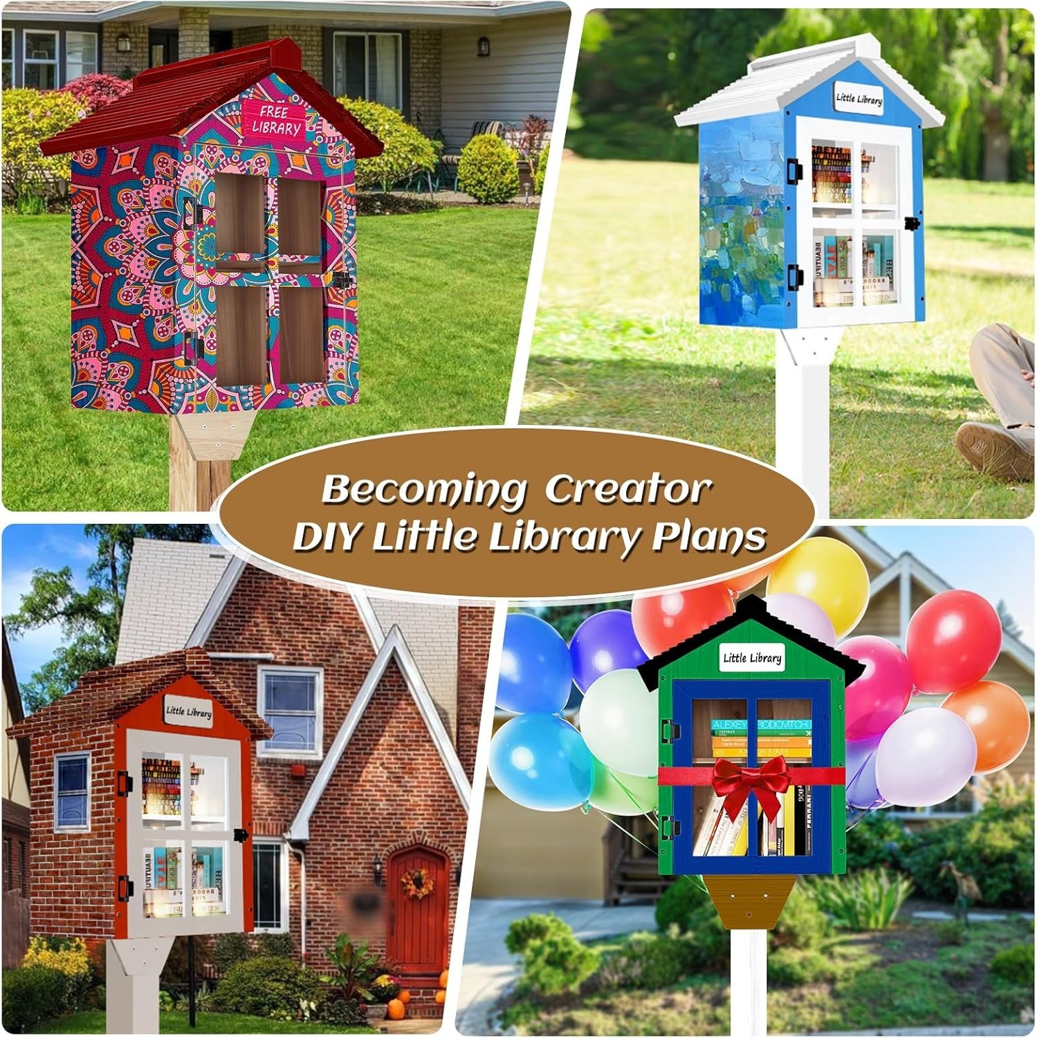 Little Library Box Outdoor Free Library Kit,Double Literature Little Library wit
