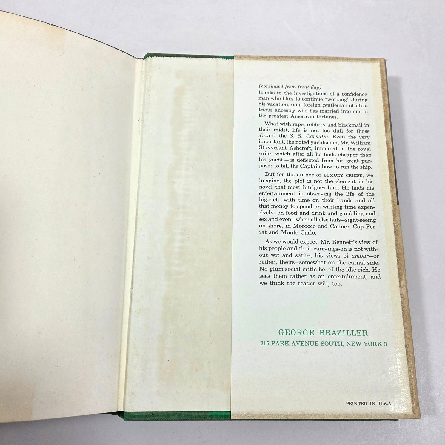 SIGNED Luxury Cruise Joseph Bennett 1962 HC DJ First Edition 1st Printing