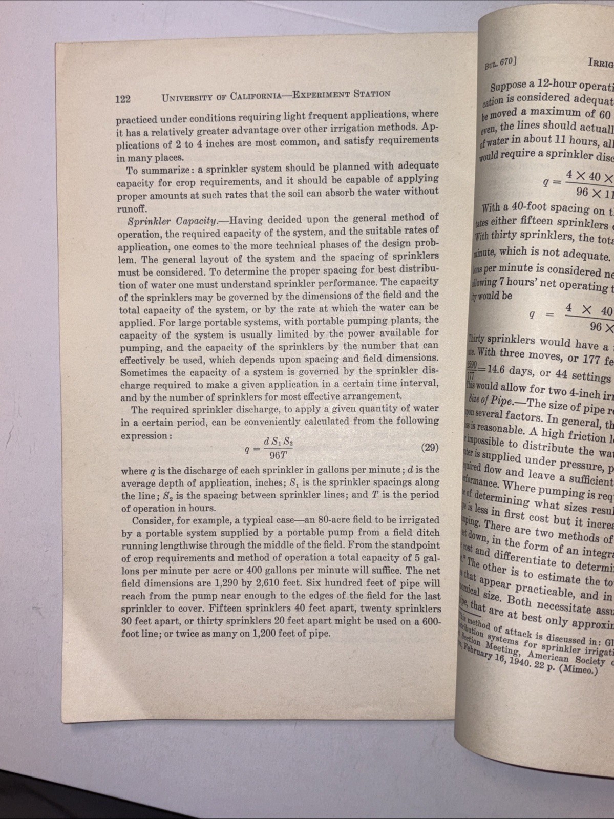 UCLA Berkeley Bulletin 670 Oct. 1942 Irrigation By Sprinkling J.E Christiansen