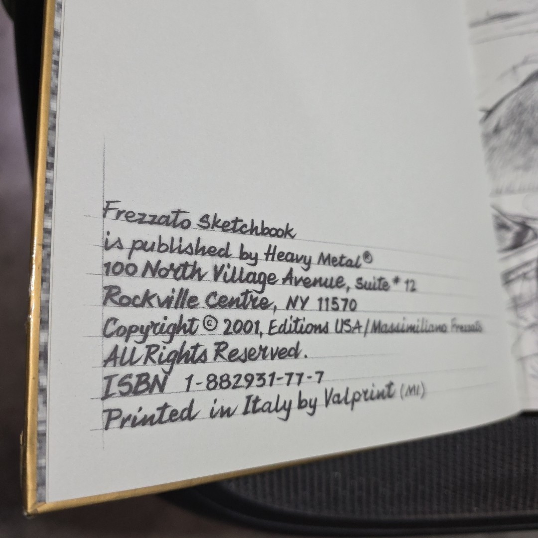 Massimiliano Frezzato Sketchbook -HC 2001 Heavy Metal Comic Drawings