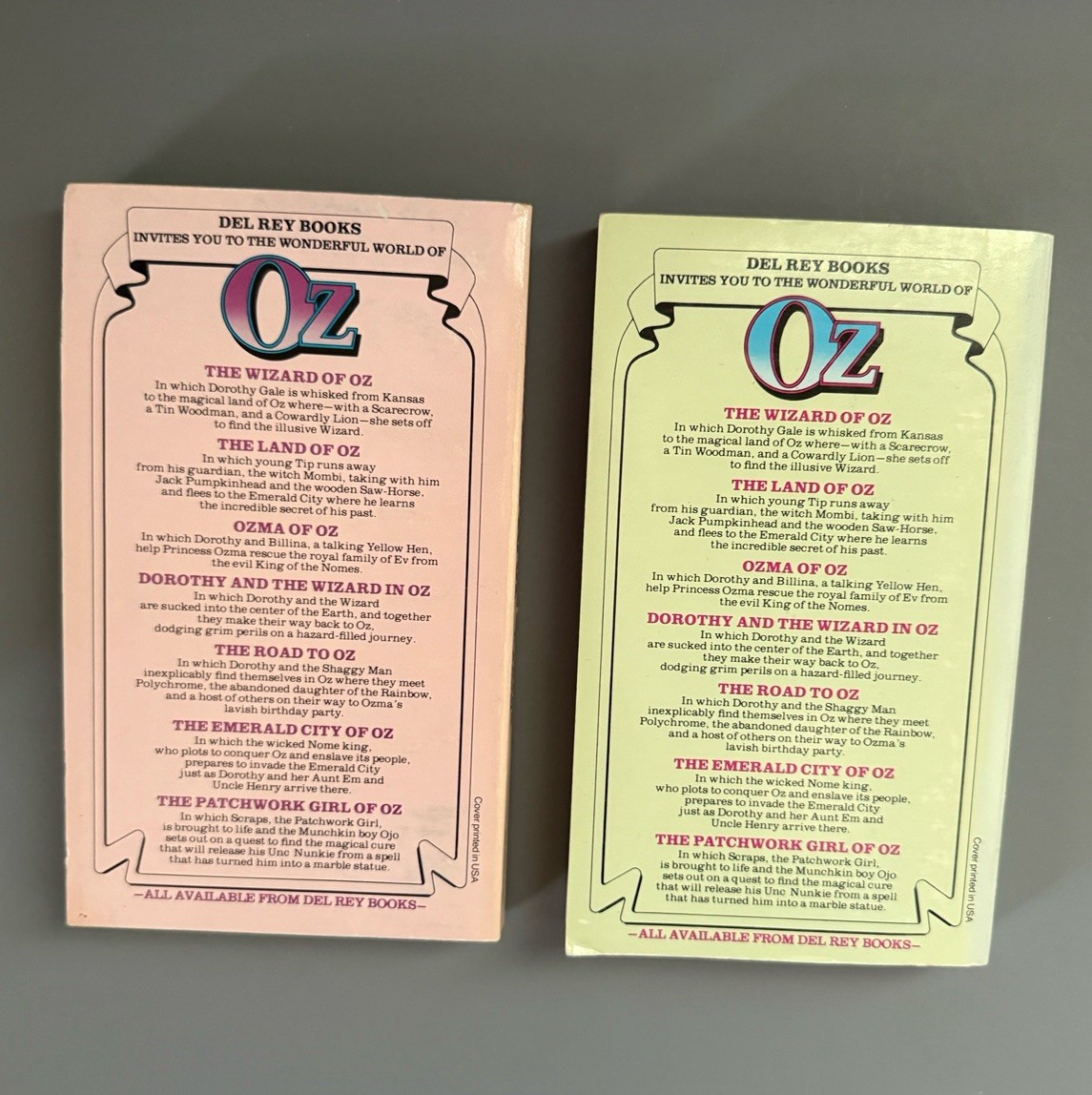 Series 1-7 Frank L Baum Wizard Of Oz Books Del Rey Paperbacks 1979 Ballantine