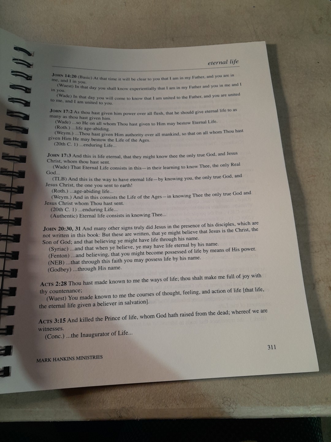 Spirit-Filled Scripture Study Guide Mark Hankins Spiral Bible Study Book 2nd ED.